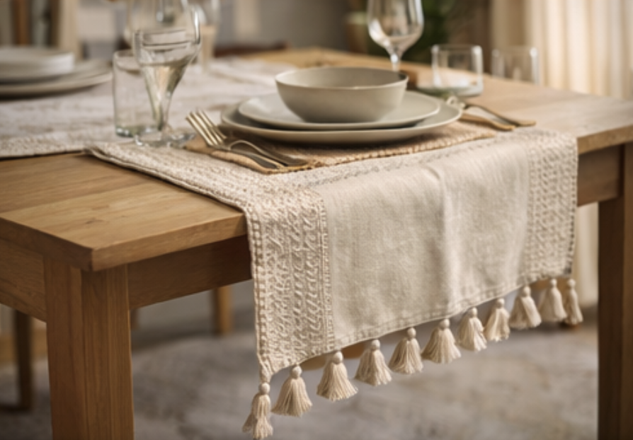 Boho Tassel Table Runner